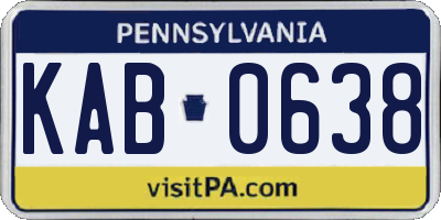 PA license plate KAB0638