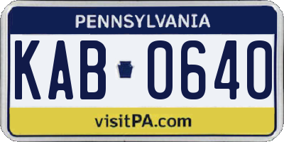 PA license plate KAB0640