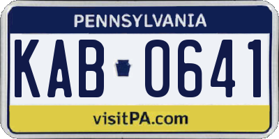 PA license plate KAB0641