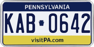PA license plate KAB0642