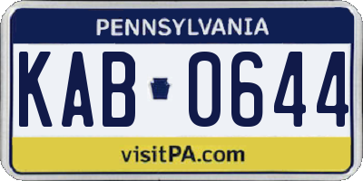PA license plate KAB0644