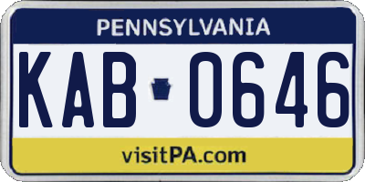 PA license plate KAB0646
