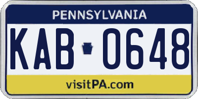 PA license plate KAB0648