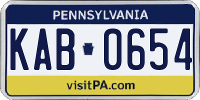 PA license plate KAB0654