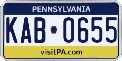 PA license plate KAB0655