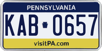 PA license plate KAB0657
