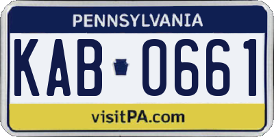 PA license plate KAB0661