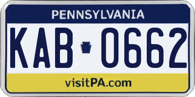 PA license plate KAB0662