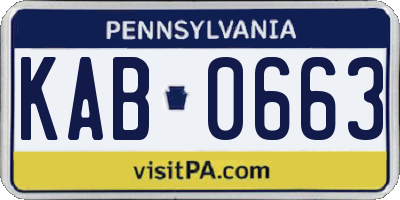 PA license plate KAB0663