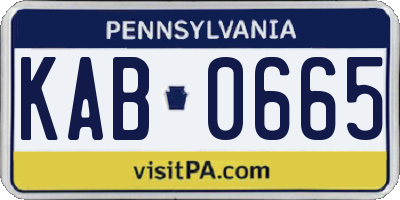 PA license plate KAB0665