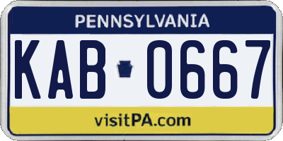 PA license plate KAB0667