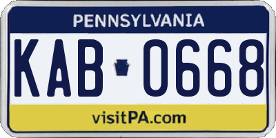 PA license plate KAB0668
