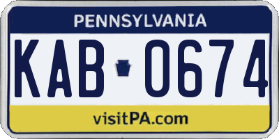 PA license plate KAB0674