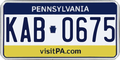 PA license plate KAB0675
