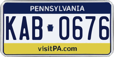 PA license plate KAB0676