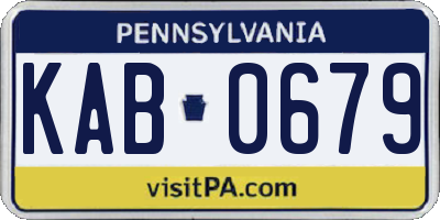 PA license plate KAB0679
