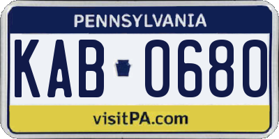 PA license plate KAB0680