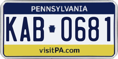 PA license plate KAB0681
