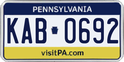 PA license plate KAB0692