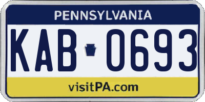 PA license plate KAB0693