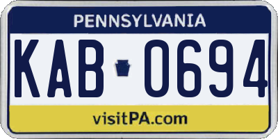 PA license plate KAB0694