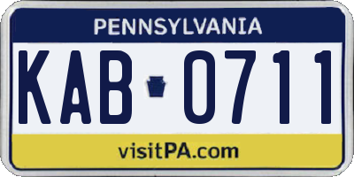 PA license plate KAB0711