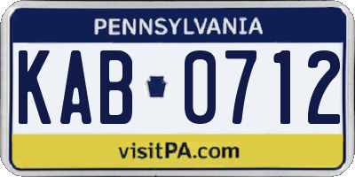 PA license plate KAB0712