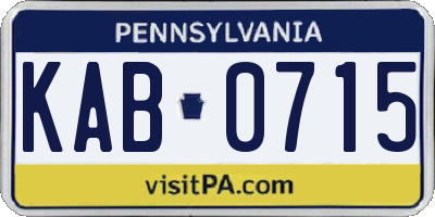 PA license plate KAB0715