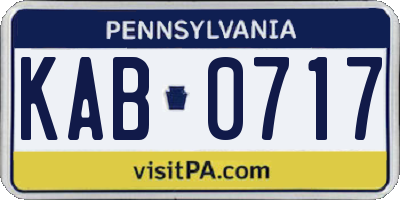 PA license plate KAB0717