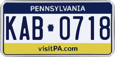 PA license plate KAB0718