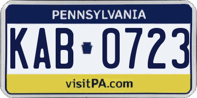 PA license plate KAB0723