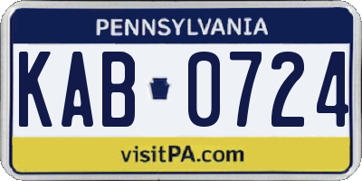 PA license plate KAB0724