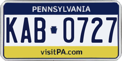 PA license plate KAB0727