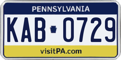 PA license plate KAB0729