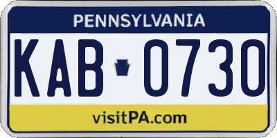 PA license plate KAB0730