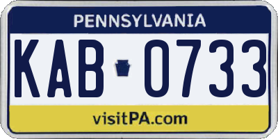PA license plate KAB0733