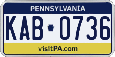 PA license plate KAB0736