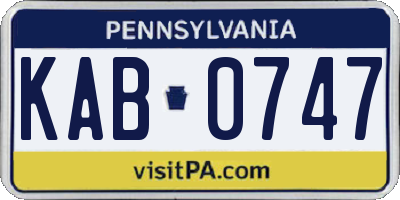 PA license plate KAB0747