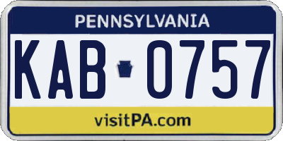PA license plate KAB0757