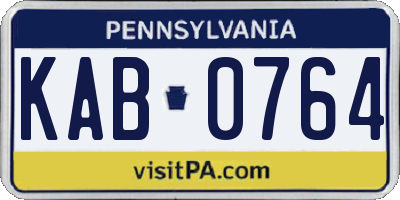 PA license plate KAB0764