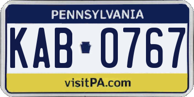 PA license plate KAB0767