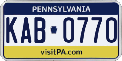 PA license plate KAB0770