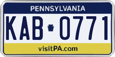 PA license plate KAB0771