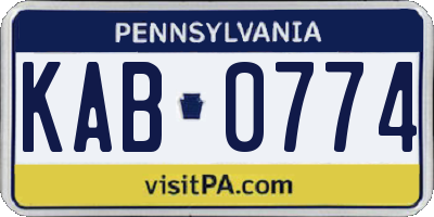 PA license plate KAB0774