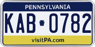 PA license plate KAB0782