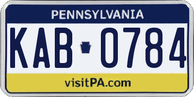 PA license plate KAB0784