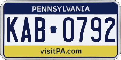 PA license plate KAB0792
