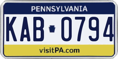 PA license plate KAB0794