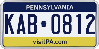 PA license plate KAB0812