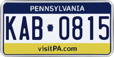 PA license plate KAB0815